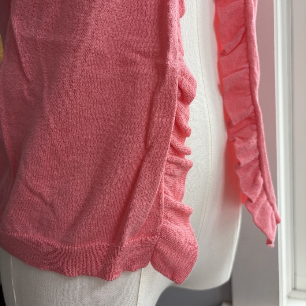 J.Crew Y2K Ruffle Trim Top Open Cardigan Shrug Cashmere Blend Short Sleeve Layer - Picture 5 of 14